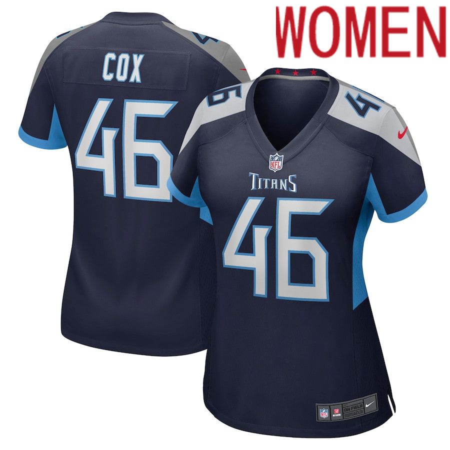 Cheap Women Tennessee Titans 46 Morgan Cox Nike Navy Game NFL Jersey